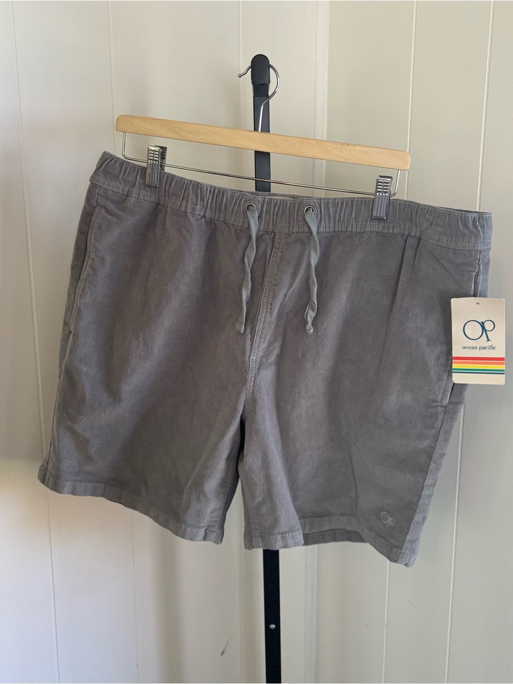 Ocean Pacific OP Corduroy Chino Pull On Shorts Gray Cotton Blend Men’s XL NWT